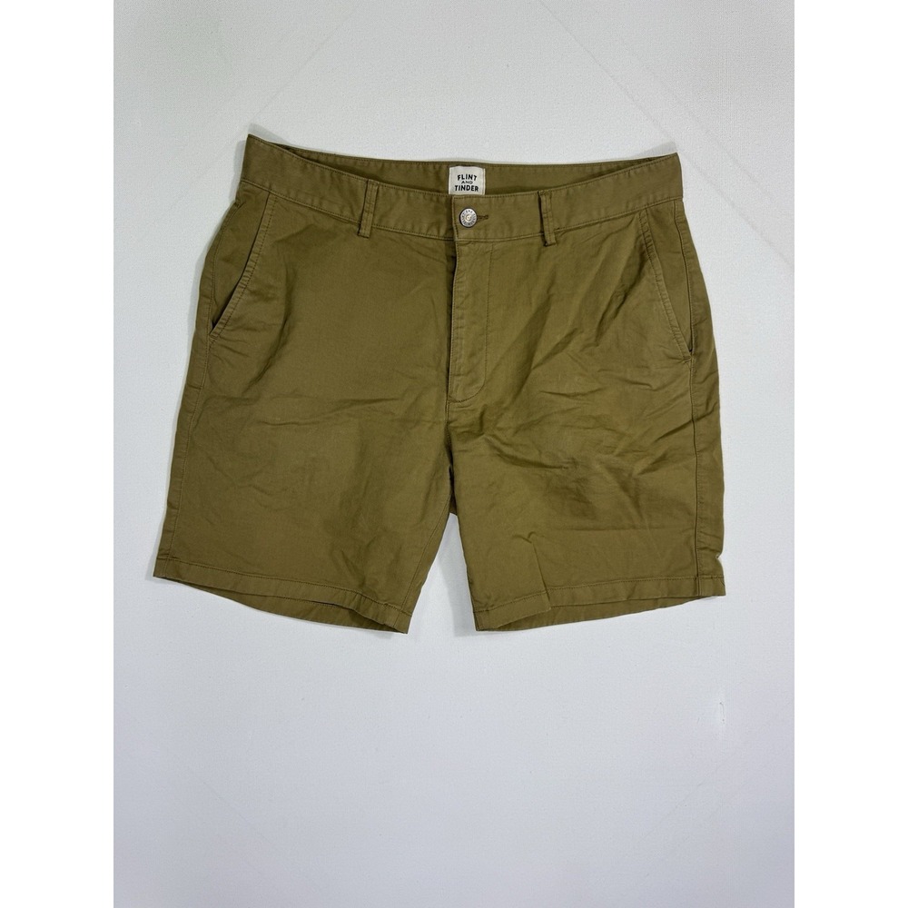Flint and Tinder 365 Chino Shorts Mens 32 Beige Cotton Stretch 7 Inch Inseam